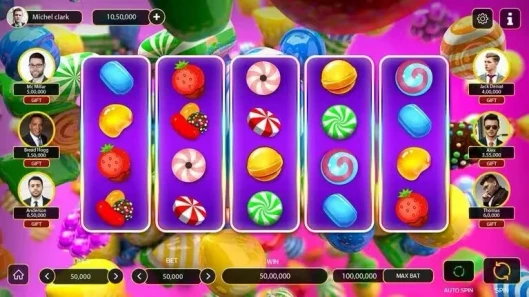 game play candy theme slot game interface screen
